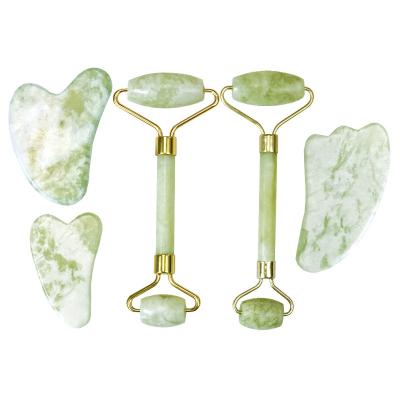 China Easy Natural White Jade Roller And Gua Sha For Face Box Set Custom for sale