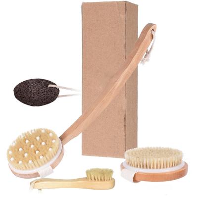 China All Natural Color Hardwood Boar Bristle Bath Brush Set Natural for sale