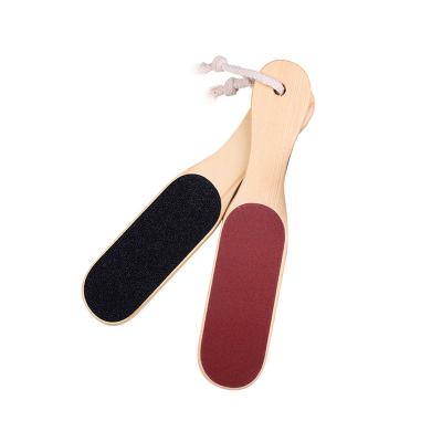 China Manufacturers Viable Wooden Handle Callus Remover Double Sided Pedicure Foot File for sale