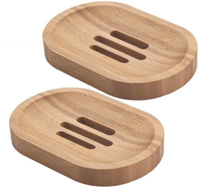 China Simple Design Eco-friendly Bamboo Wooden Soap Dish Tray Holder Soap Box for sale