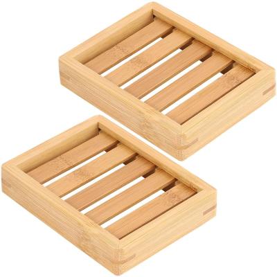 China Travel Wooden Soap Dish Customized Sustainable Bamboo Soap Drain Dish for sale