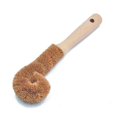 China Long Handle Sustainable Wooden Coconut Fiber Baby Bottle Brush Kitchen Wash Cup Dish Cleaning Brush for sale