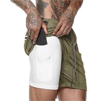 China Customized Polyester/Spandex Shorts Men Gym Mesh Anti-UV Shorts Inside Running With Pocket Sports Shorts for sale