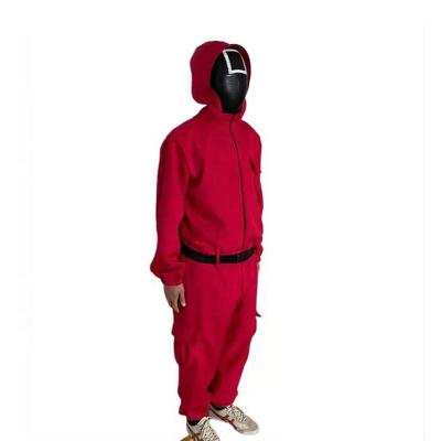 China Halloween Party Overalls Squid Game Red Set Full Face Korean Soldier Cosplay Costume TV Costumes for sale