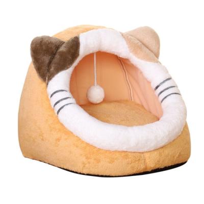 China Wholesale Comfortable Travel Winter Plus Velvet Cat Bed House Cat Bed Washable Enclosed Cat Bed Cave for sale