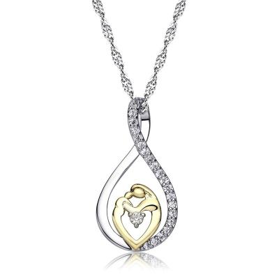 China CLASSIC Silver Mom Set Sterling Cubic Zircon Twisted Shape Pendant Necklace For Mothers Day for sale