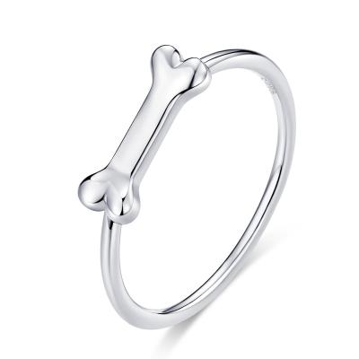 China CLASSIC Ring Rhodium Plated Finger Ring 18K White Gold Plating Bone Pet Ring S925 Silver for sale