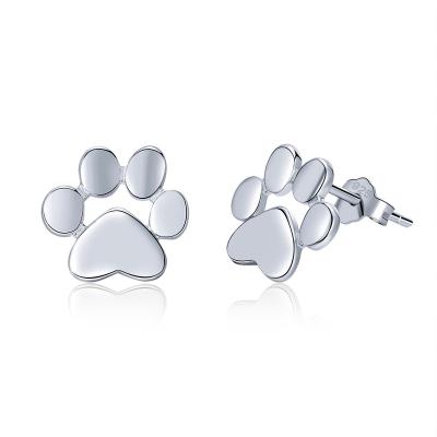 China Fashionable Dog Feet Print Earring Sterling Animal Silver Stud Earring Silver 925 Sterling Women Stud Earring for sale