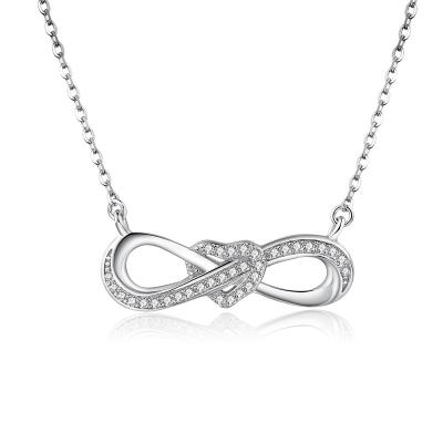 China Vintage Infinity Necklace 925 Sterling Silver Love Heart Necklace Jewelry Rhodium Plated for sale