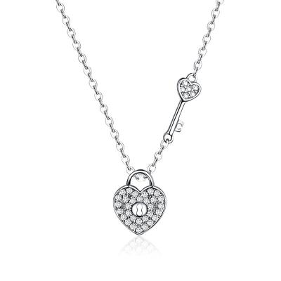 China CLASSIC S925 Silver Sterling Heart Necklace 925 Zircon 3A Silver Human Heart Lock Necklace for sale