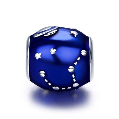 China FASHIONABLE 925 Bead Silver Night Round Ball Starry Dark Blue Capricornus Charm for sale