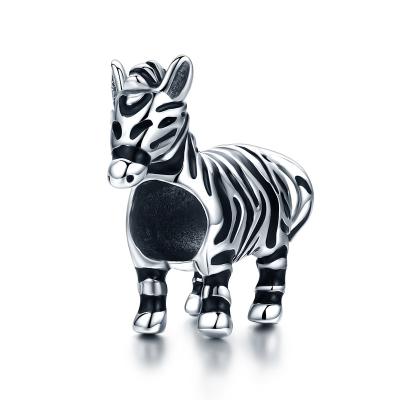 China S925 Kids Gift TRENDY Animal Charms Black White Stripe Sterling Cut Charms Silver Tone for sale