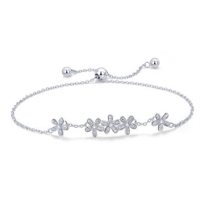 China FASHIONABLE Cubic Zircon Pearl Bracelet Daisy Flower Bracelet Women Silver Hand Chain for sale