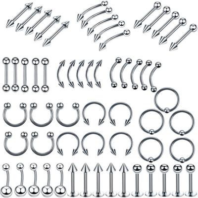 China 84pc/set 16G FASHIONABLE Professional Piercing Navel Tongue Lip Eyebrow Clamp Needles Stainless Steel Piercing Tool Kit for sale