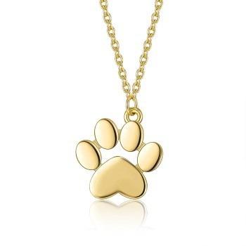 China FASHIONABLE Gold Plated 925 Sterling Pet Foot Print Animal Silver Cat Dog Paw Print Necklace for sale