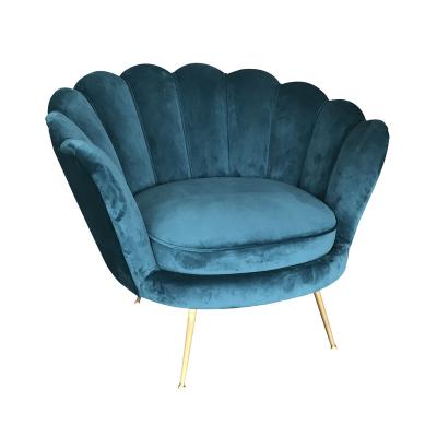 China MRS WOODS Modern Design Shell Style Velvet Living Room Accent Handmade Hotel Chair Brass Legs for sale