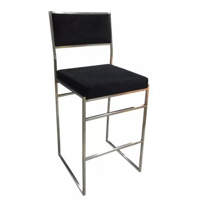 China Ms. Woods Modern Style Velvet Upholstered Bar Stool Iron Legs For Event Wedding Rental for sale