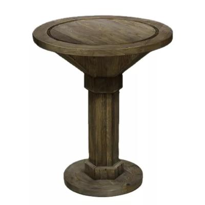 China Mrs. Woods Industrial Round Handmade Elm Wooden Bar Table for Wedding Event Bar Rental Wooden Tables for sale