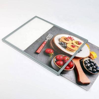 China Various installation methods save energy high brightness super thin glass led photo view light box advertising led restaurant menu board thin led light box for sale