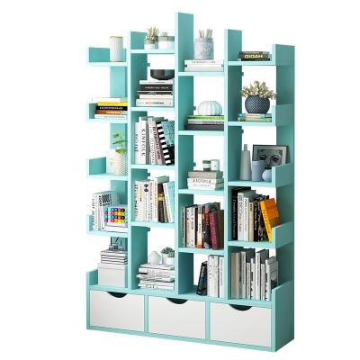 China Modern Storage Rack Bookcase Shelves Wooden Shape Shelf Display Stand Unit Home Furniture for sale