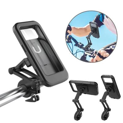 China Universal Waterproof Bicycle Phone Holder Bike Motorcycle Handlebar Mobile Phone Holder Mount Cell Phone Magnet Bracket Case for sale