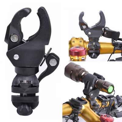 China Black Rotating Rotating Bike Handlebar LED Flashlight Torch Mount Clip Lamp Holder Bracket Handle Bracket Bicycle Accessories for sale