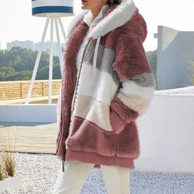 China Breathable Winter Jacket Women Zipper Fur Coat Casual Overcoat Women Long Sleeve Faux Fur Jacket for sale