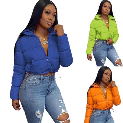 China Fashion Breathable Winter Feather Long Sleeve Keep Warm Plus Size Style Women Short Bubble Stripper Down Jacket for sale