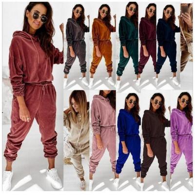 China New QUICK DRY Long Sleeve Jogger Suit Active Training Sweatsuit Women Fitted Velor Velor Hooded Tracksuit for sale