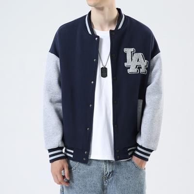 China Custom varsity jacket men's autumn waterproof jackets nc stitching knitted cardigan letter embroidery trend jacket baseball uniform for sale