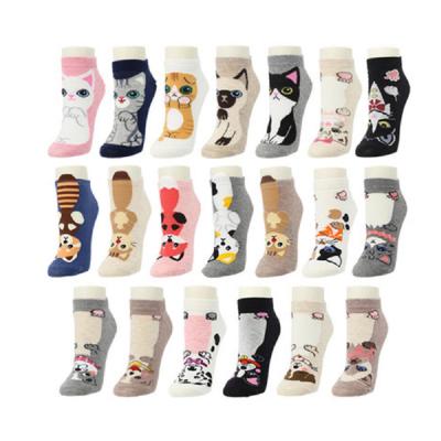 China 2022 Summer New Cartoon Ladies Socks Women Cute Cat Dog Korean Antibacterial Cotton Socks for sale