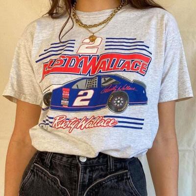 China Wholesale Custom Casual Short Men's Women's Fashion Tops Car Anti-Wrinkle Printing Vintage Stripe Graphic Oversized T-Shirts for sale