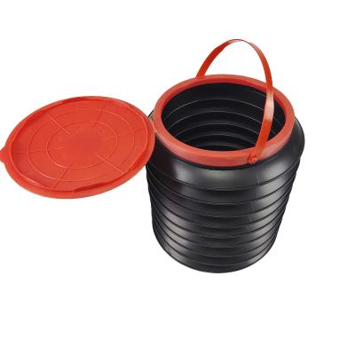 China Viable Car Trash Can Storage Bag Box Portable Outdoor Fishing Water Bucket Folding Collapsible Trash Can for sale