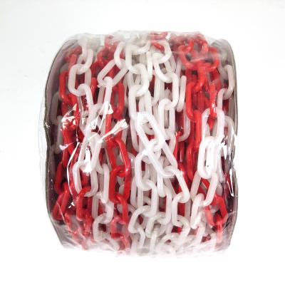 China Roadway safety 50 meter red white linked plastic chain for cone or barrier for sale