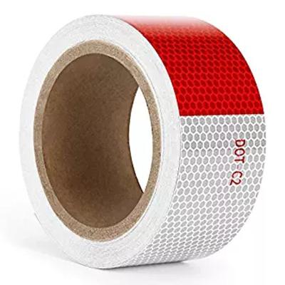 China PET 50mm DOT-C2 Reflective Tape Red White Reflective Micro Prism Tape Reflective Tape for sale