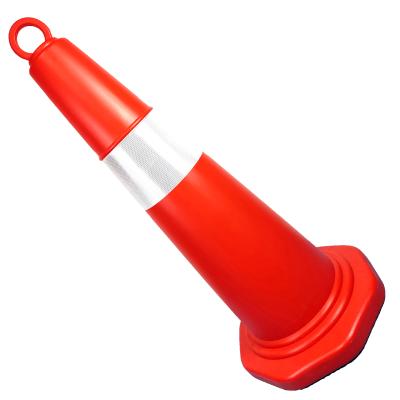 China Traffic Blowing Cone PE A-mold Road Construction 1000MM 1.7-5 KG Size With 32CM Width High Visible Reflective Tape for sale