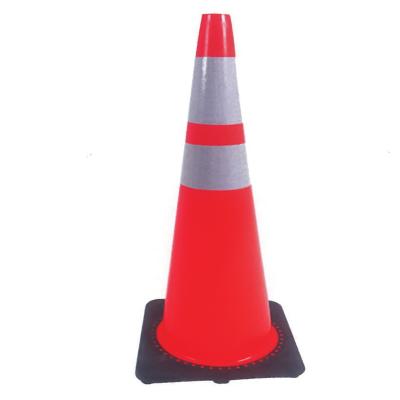 China 28 Inch Visible Black Cone High Low Traffic Triangle Traffic Cone PVC Mini Traffic Cones for sale