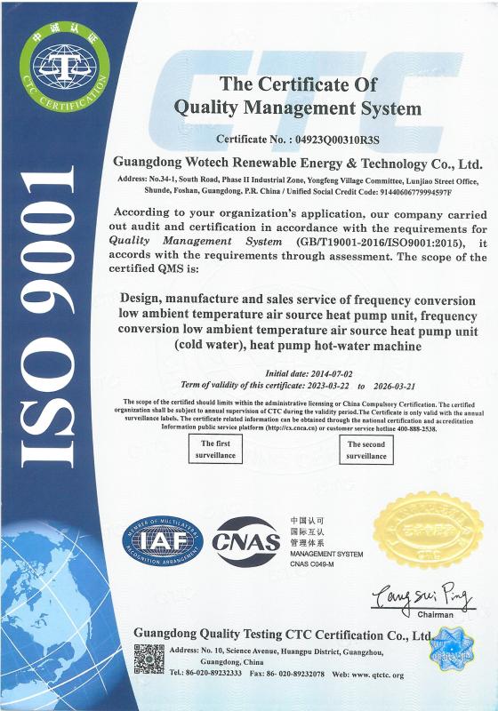 ISO9001 - Guangdong Wotech Renewable Energy & Technology Co., Ltd.