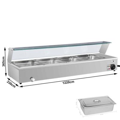 China Heating Offer 3*1/2-100MM GN Pan Stainless Steel Table Top Bain Marie With Glass Electric Digital Display Food Equipment for sale