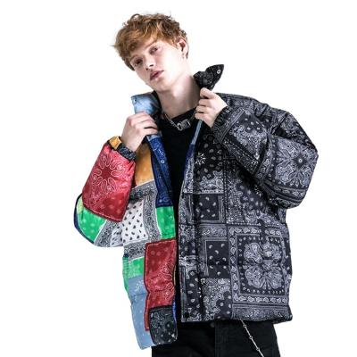 China New Hip Hop Leopard Print Fashion Vintage Cotton Reversible Winter Loose Multicolor Patchwork Quilted Stripper Jacket Coat for sale