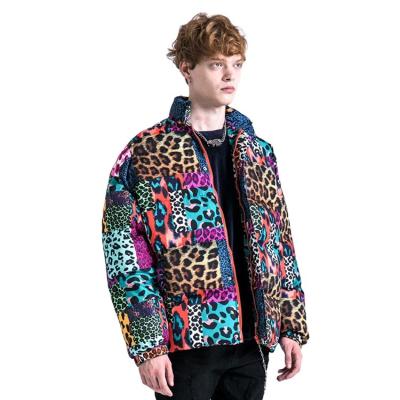 China Breathable High Quality Thick Loose Padded Hip Hop Leopard Print Bubble Quilted Sublimated Stripper Jackets for sale