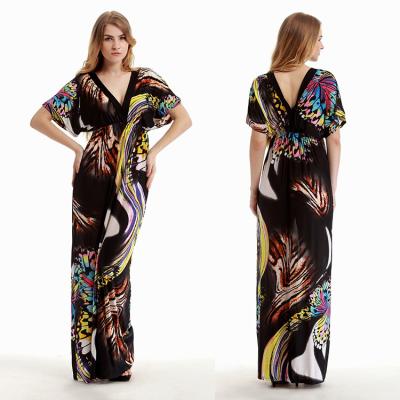 China Most Popular Ladies Anti-Static Plus Size Floral Print Women Maxi Dress Casual Tie Dyed Plus Size Clothing for sale