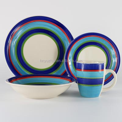 China Panama Market 16pcs Disposable Hand Painted Ceramic Tableware Set for sale