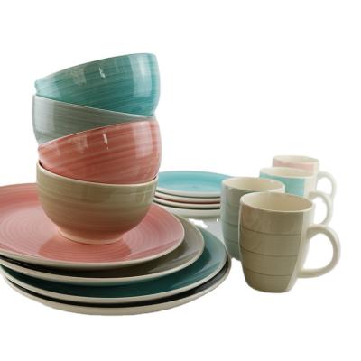 China Disposable Oven Safe Ceramic Stoneware Hand Painted Dinnerware Sets For Dining Room for sale