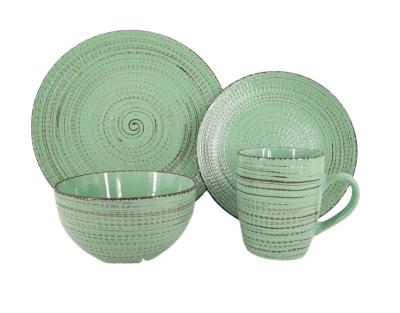 China Viable Color Luster Antique Home Decor Ceramic Stoneware Chili Dinnerware Sets Set for sale