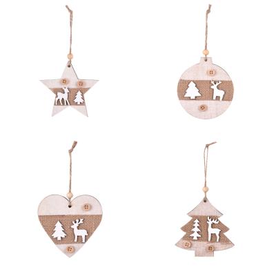 China Woodiness Christmas Tree Stage Decoration Exquisite Wooden Hanging Christmas Tree Hanging Decorations for sale