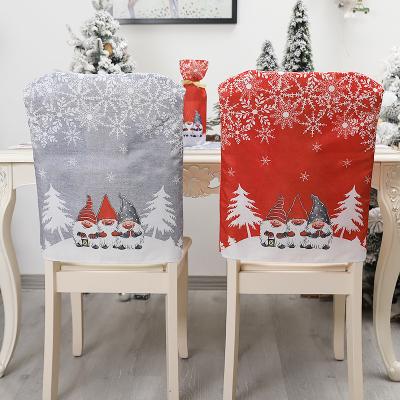 China Christmas ornament opens European and American cartoon style red and gray cover of Christmas table decoration and chair Christmas chair cover for sale