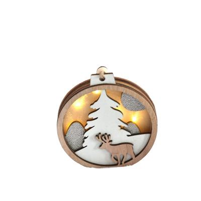 China Creative Home Pendant Christmas Tree Strip Lamp Decoration New Woodiness Elk Wooden Christmas Decoration Luminous Elk Home Pendant for sale