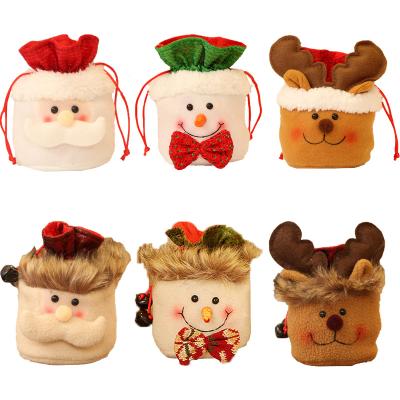 China New Year Candy Canvas Bag Christmas Tree Background Decoration Gift Bag Old Man Elk Snowman Apple Tree Decoration Wholesale Christmas Bag for sale