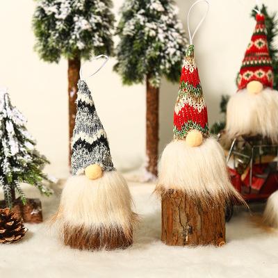 China Christmas Ornament Opens Hot Sale LED White Beard Doll Christmas Tree Christmas Tree Decoration Faceless Hanging Doll for sale